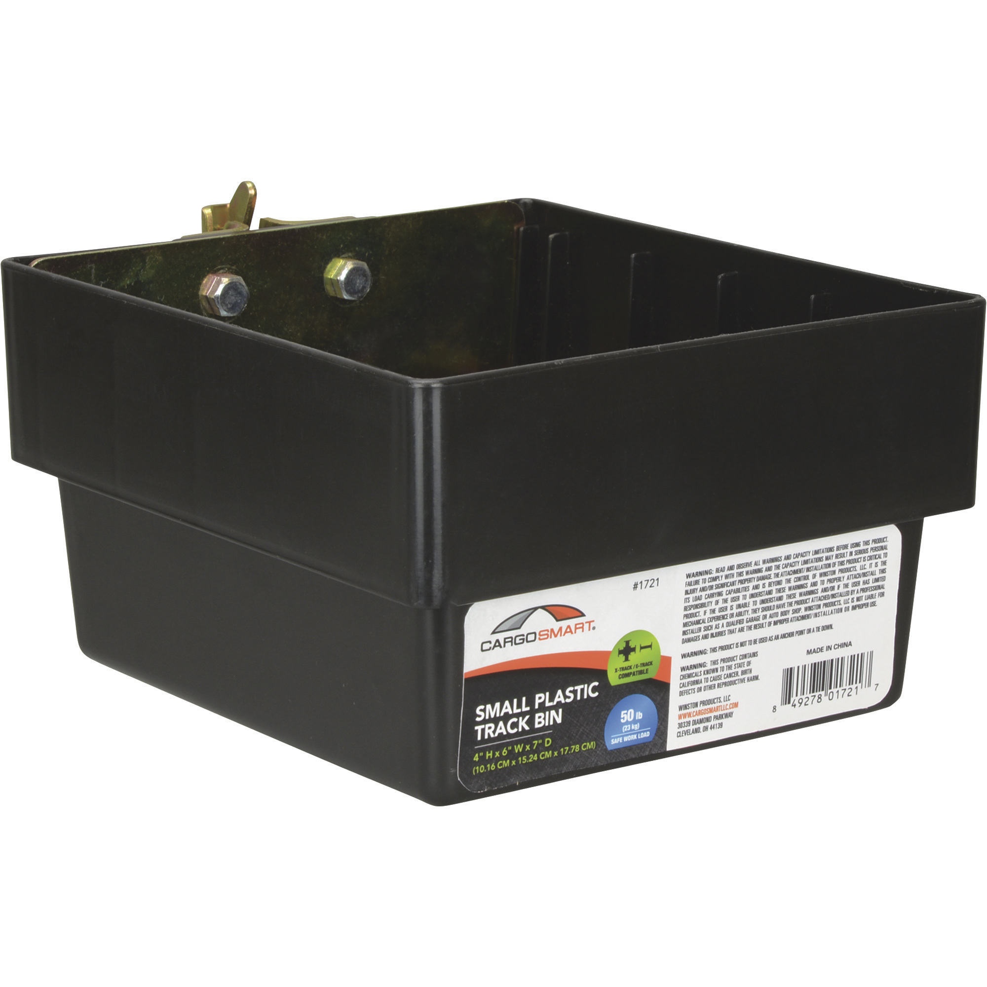 CargoSmart Small Plastic Storage Bin, 6in.W x 7in.D x 4in.H, For E-Track and X-Track
